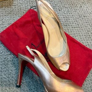 Christian Louboutin Women's Metallic Peep-Toe Heels